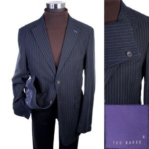 TED BAKER Blazer Sport Coat Men's Size 6 (44L) Striped Two Button Cotton Jacket